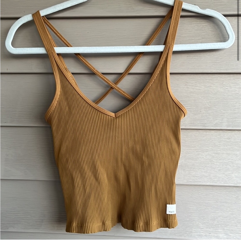 Vuori Rib Crop Tank - Mustard Yellow